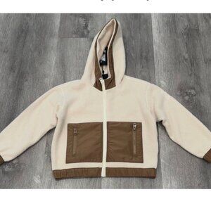 Mackage Brady Sherpa Jacker Hoodie Fleece Cream Kids 8 NWT